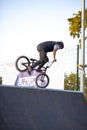 BMX riders makes tricks during Festival ofÃÂ rider cultures `Complit` 2020,ÃÂ Ukraine, Kharkov, Urban Park, 27.06.2020